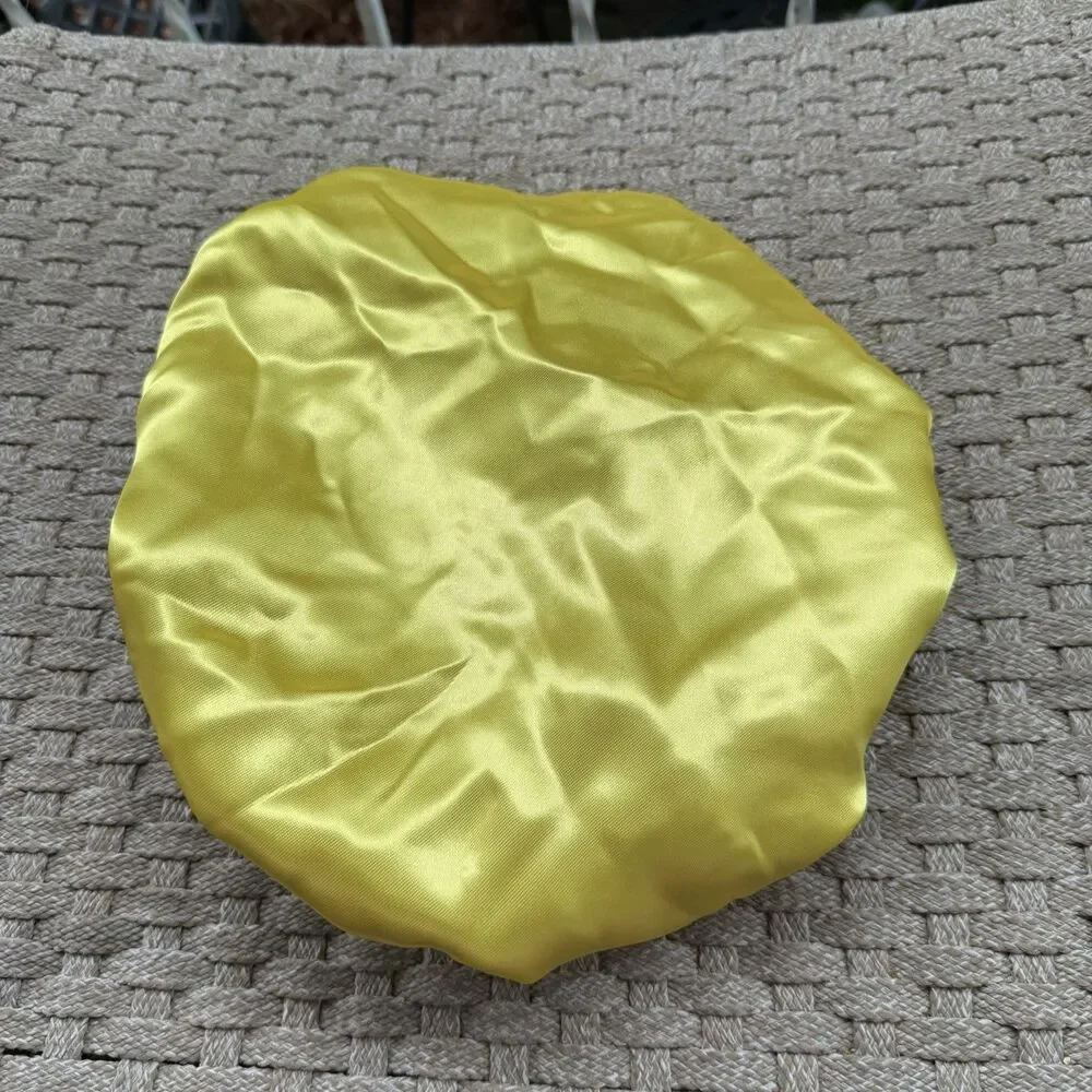 Reversible Satin Sleep Bonnet – Blue & Yellow– Extra Large, Elastic Fit